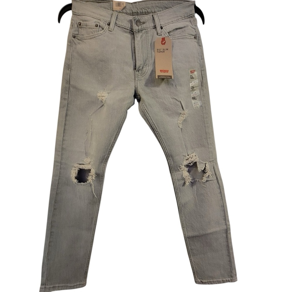Levi's Men's Light Gray Distressed Skinny Jeans Slim Taper